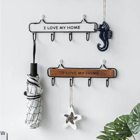 Modern Minimalist Style Wooden Hanger Hook Wall-mounted Shelf Hook Storage Rack Home Decoration Hook Key Hook Coat Rack