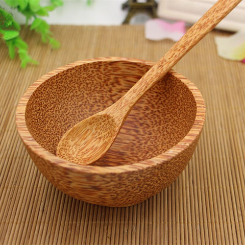 Coconut Wood Bowl Set (Inc Spoon & Chopsticks)