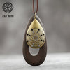 Vintage Wood Necklace With Metal