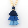 ZWPON Wood Bead Tassel Necklace