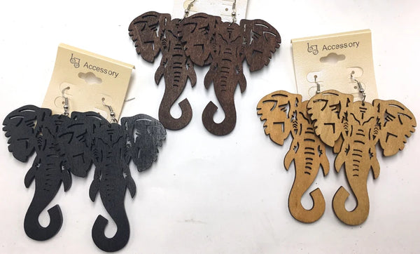 Elephant Wood Earrings