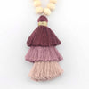 ZWPON Wood Bead Tassel Necklace