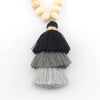ZWPON Wood Bead Tassel Necklace