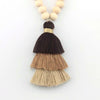 ZWPON Wood Bead Tassel Necklace