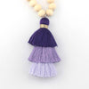 ZWPON Wood Bead Tassel Necklace