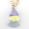 ZWPON Wood Bead Tassel Necklace