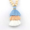 ZWPON Wood Bead Tassel Necklace