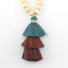 ZWPON Wood Bead Tassel Necklace