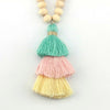 ZWPON Wood Bead Tassel Necklace