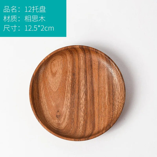 WOODEN Japanese Round Plate