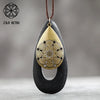 Vintage Wood Necklace With Metal