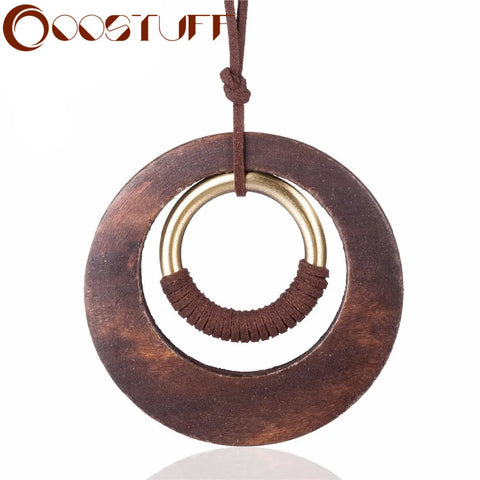 COOSTUFF Wood Ring Necklace