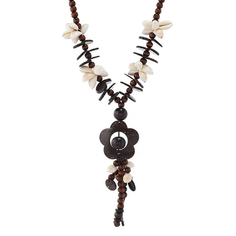 Coconut Wood Flower Necklace