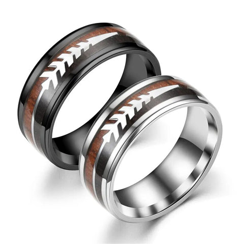 DUOBEIDUO Encrusted Arrow Wooden Wedding Rings