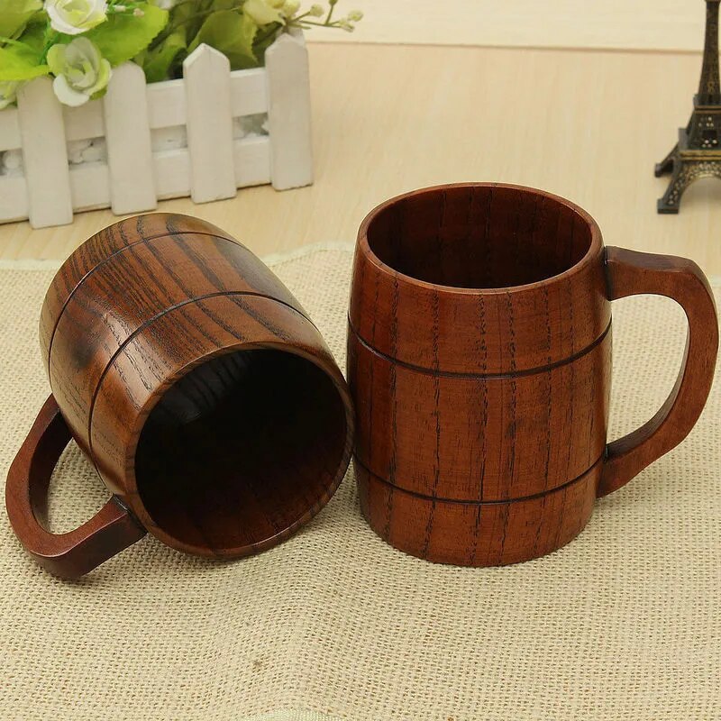 6oz Coffee Cups for Men, Wooden Beer Mugs Camping Cup Coffee Mug Drinking  Cups, 4.1x3.1in