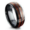 Luxury 8mm Koa Wood Inlay Tungsten Celtic Ring For Men Women Dome Polished Stainless Steel Engagement Ring Men Wedding Jewelry
