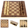 3 in 1 Chess Game Board Folding Storage Wooden Chess and Checkers Game Set Travel Chess Sets for Chess Board Game