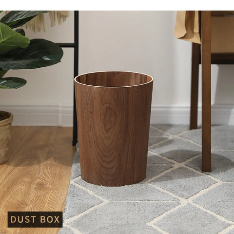Wood Grain Trash Can
