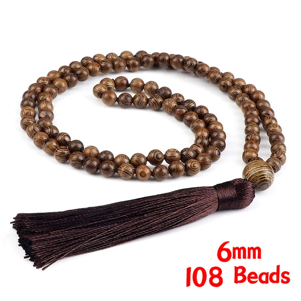Wooden Rosary Beads Necklace