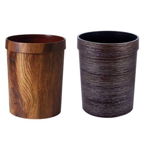 Round Wood Garbage Can