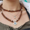 Wooden Rosary Beads Necklace