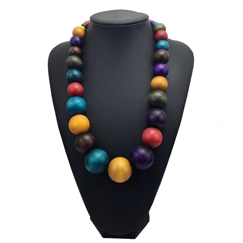 Necklace Women Bead Chunky Necklaces Jewelry Wooden Wood Colorful Beaded  African Shell Bohemia Beads Statement Bohemian - Walmart.com