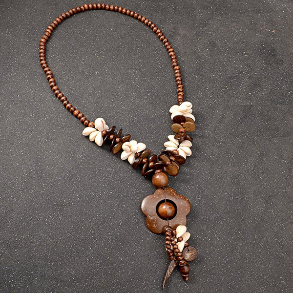 Coconut Wood Flower Necklace