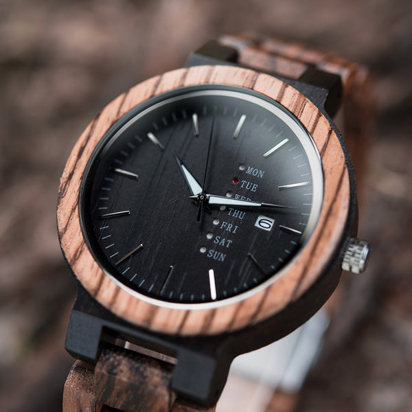 Ebony Wood Unisex Quartz Watch