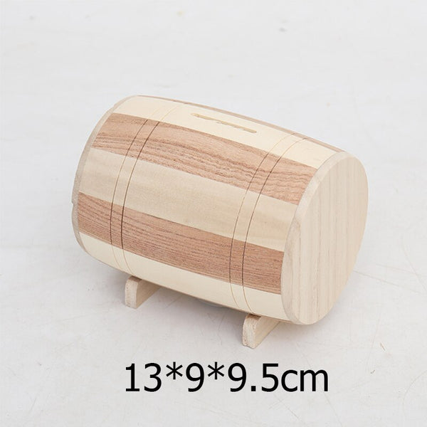 Wood Drum Piggy Bank