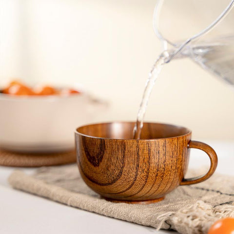 Wooden Cup 1Pc Wooden Cup Wine Cup Drinking Cup Classic Wood Mug Container  for Coffee Beer Tea Liquor Water (Coffee) 