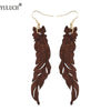 Wood Feather Earrings