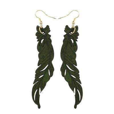 Wood Feather Earrings